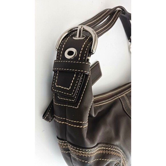 VTG Coach Y2K Brown Leather Hobo Crescent Buckle Strap Stitching 10574 w Dustbag - Picture 2 of 8